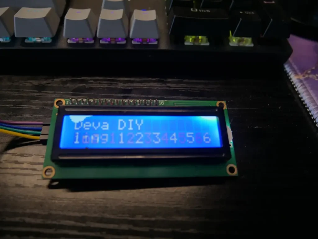 LCD1602 ESP32 แสดงข้อความ Deva DIY และตัวเลขทดสอบ