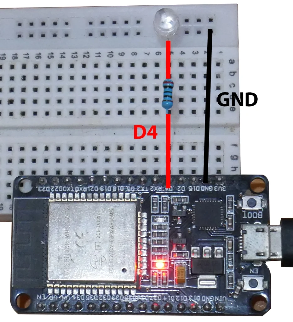 รูปภาพประกอบบทเรียน ESP32 Web Server ควบคุมความสว่างหลอดLED - Deva DIY วงจรการต่อสายสัญญาณ