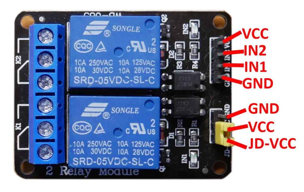  รูปภาพโมดูลรีเลย์ในโครงงาน ESP32 Web Server Control Relay Modul 