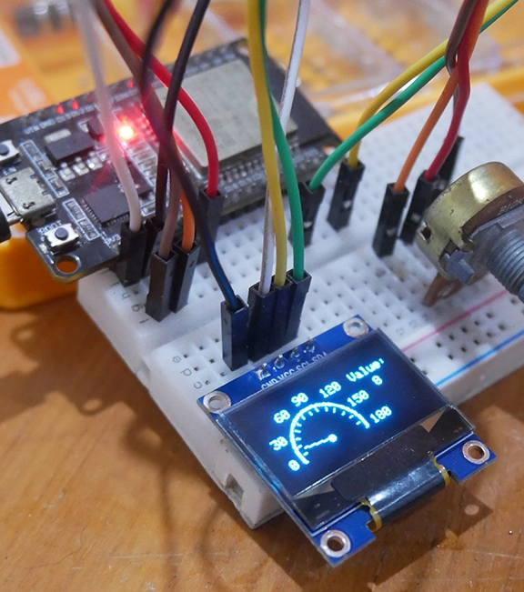 การแสดงผลในรูปแบบมิเตอร์ จอ OLED ขนาดเล็ก 128×64 พิกเซล