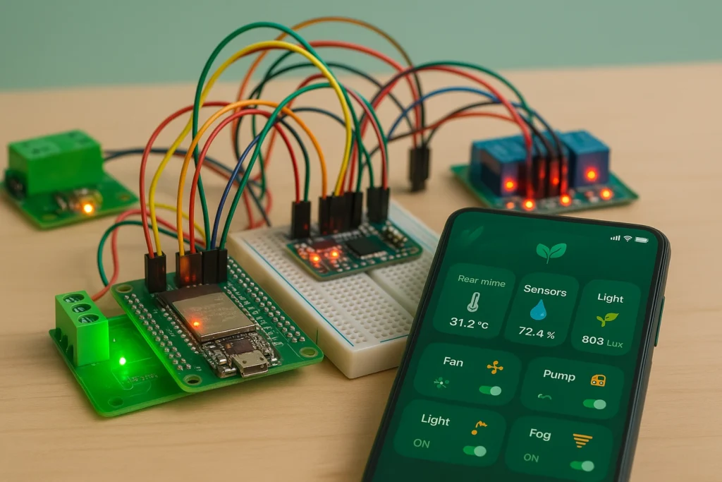 อยากทำระบบฟาร์มอัตโนมัติ เริ่มจากแอปสมาร์ทฟาร์มด้วย ESP32 สั่งงานผ่านมือถือได้จริง ไม่ต้องเขียนโค้ด ดูตัวอย่างระบบต้นแบบได้ที่นี่