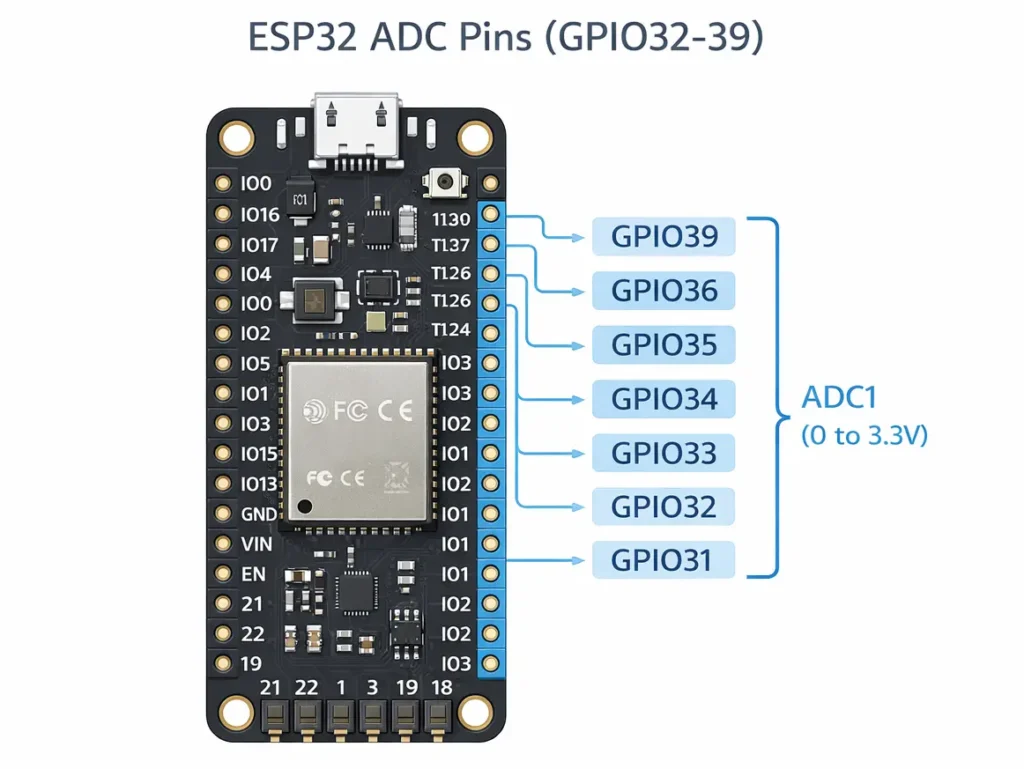 ขา ADC1 ของ ESP32