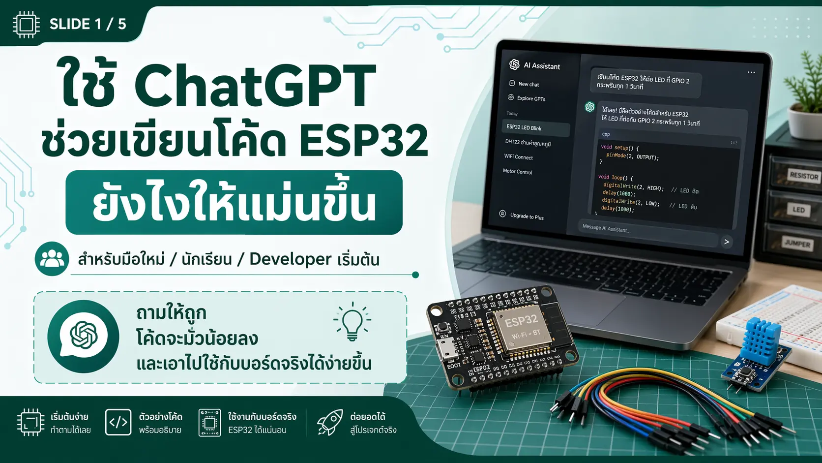 ใช้ ChatGPT ช่วยเขียนโค้ด ESP32 ยังไงให้แม่นขึ้น สำหรับมือใหม่