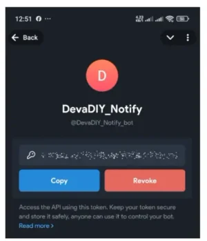 Bot token Telegram ที่สร้างด้วย BotFather